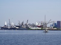 Norfolk Naval Yard with sailboat